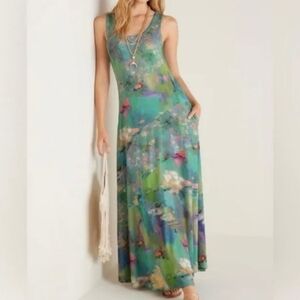 Soft Surroundings Santiago Sleeveless Tank Maxi Dress Pockets Monét Size 1X